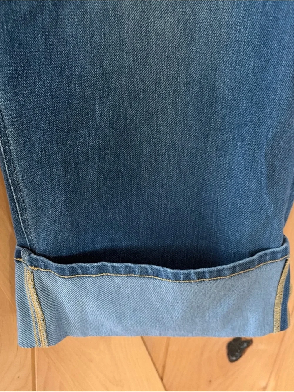 HALARA Flex High Rise Wide Leg Cropped Cuffed Stretch Blue Denim Jeans P L NWT - Picture 6 of 11